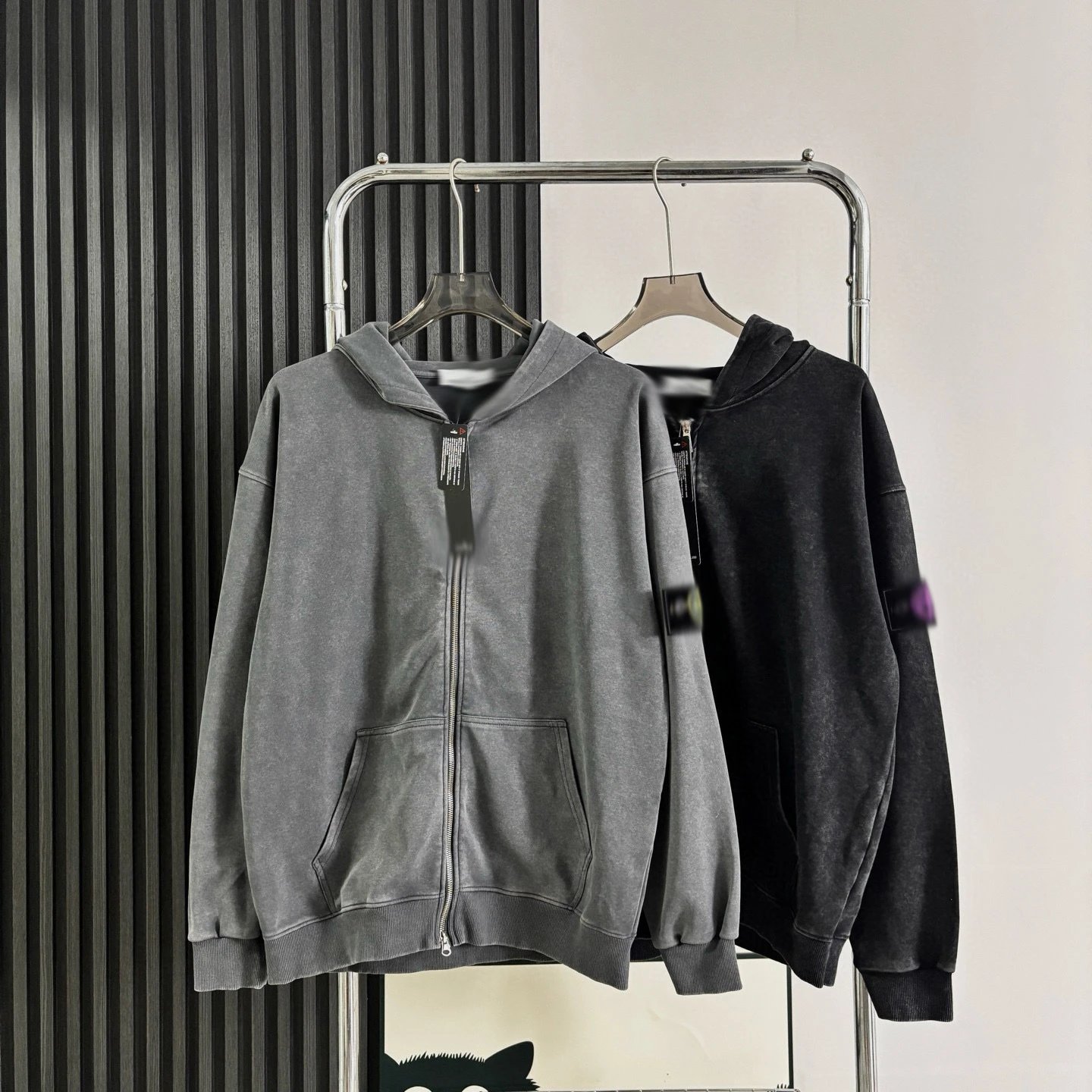 Stone Island Washed Zip-Up Hoodie