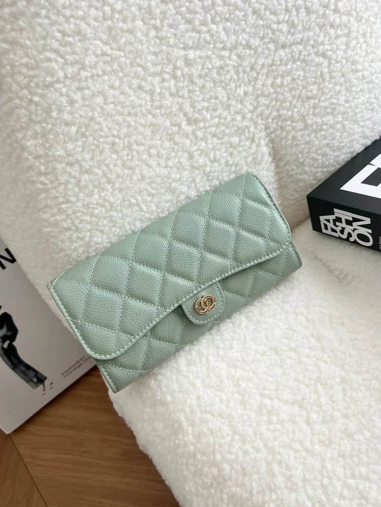 Chanel Classic Flap Wallet Mint Green Quilted Calfskin Long Wallet