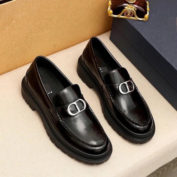 Dior Leather Shoes Monogram Panel Lug-Sole Loafers — 6