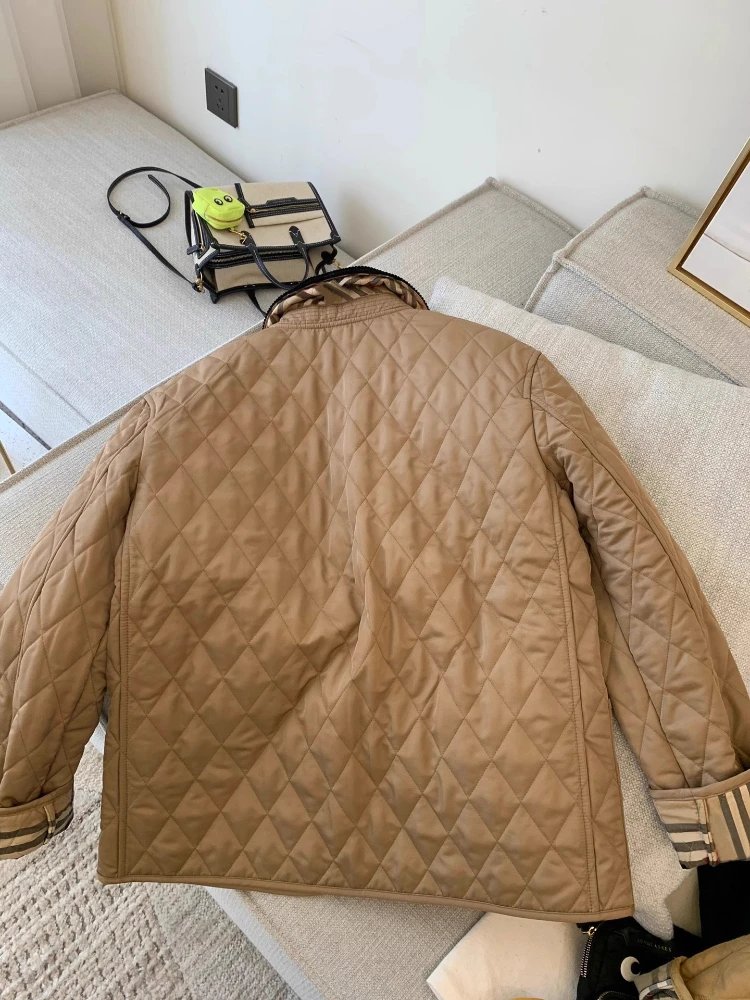 Unbranded Jackets Diamond-Quilted Jacket with Corduroy Collar image 4