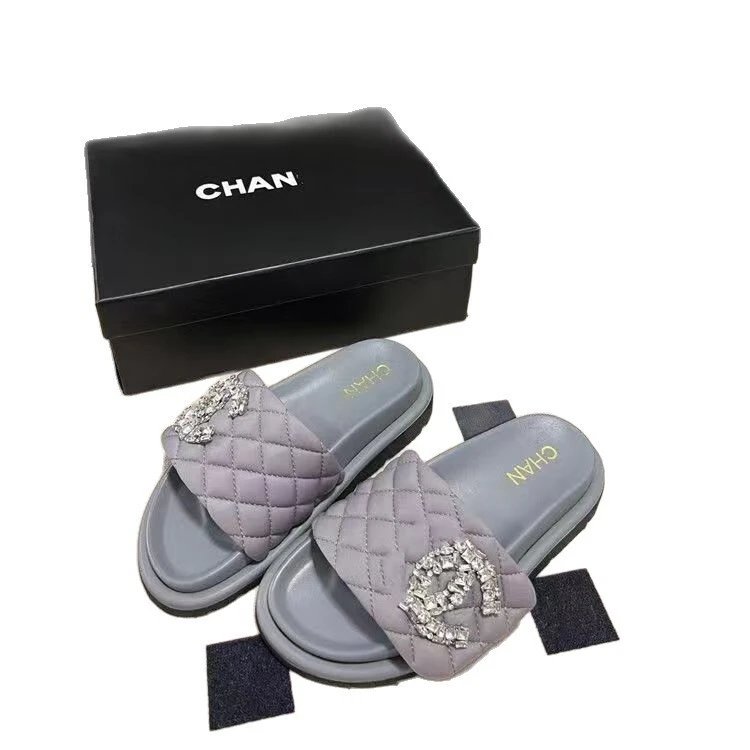 Chanel Sandals Quilted rhinestone double-C slide image 6