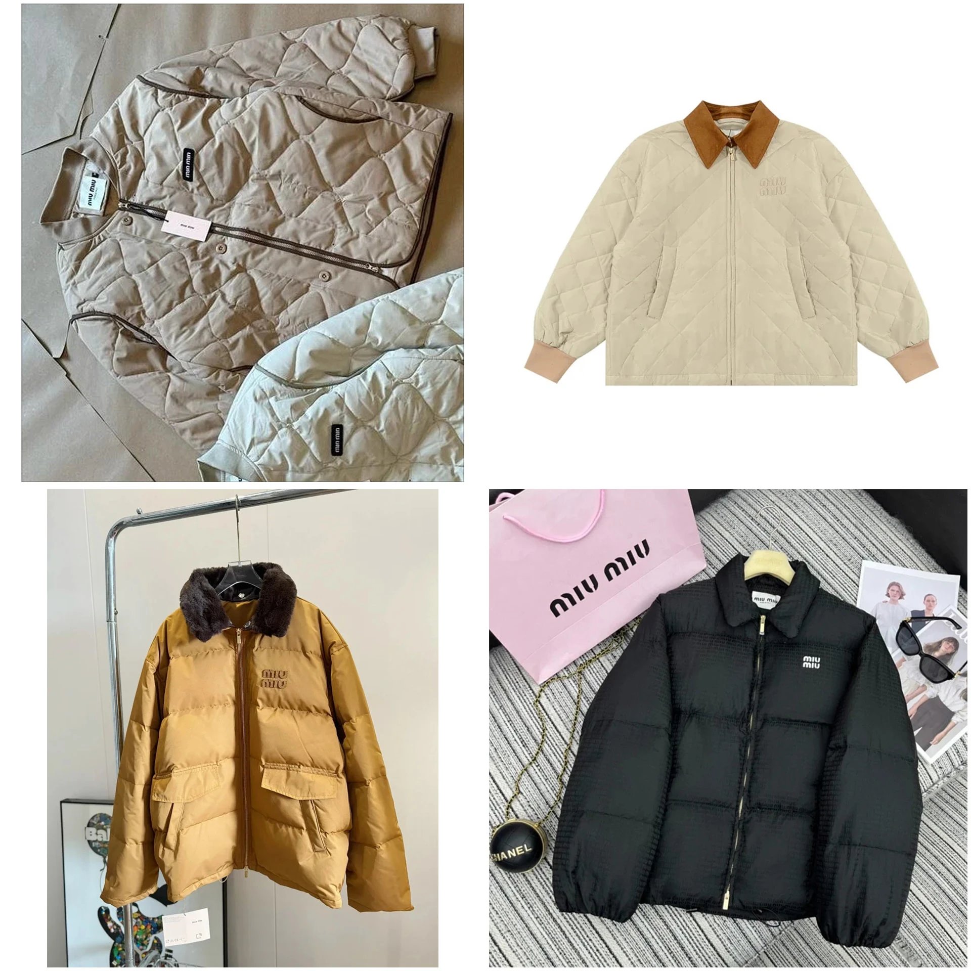 Miu Miu Diamond Quilted Collar Puffer Jacket