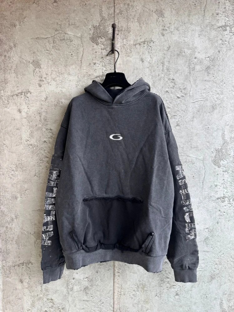 Washed Distressed G Logo Sleeve Print Hoodie LitBuy spreadsheet find