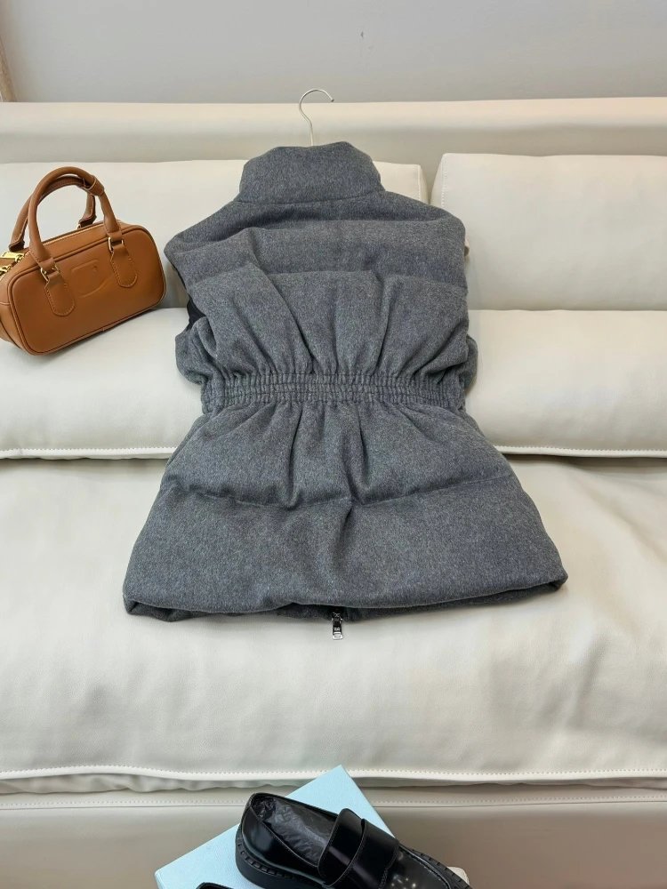 Prada Vests Belted stand-collar quilted puffer vest image 4