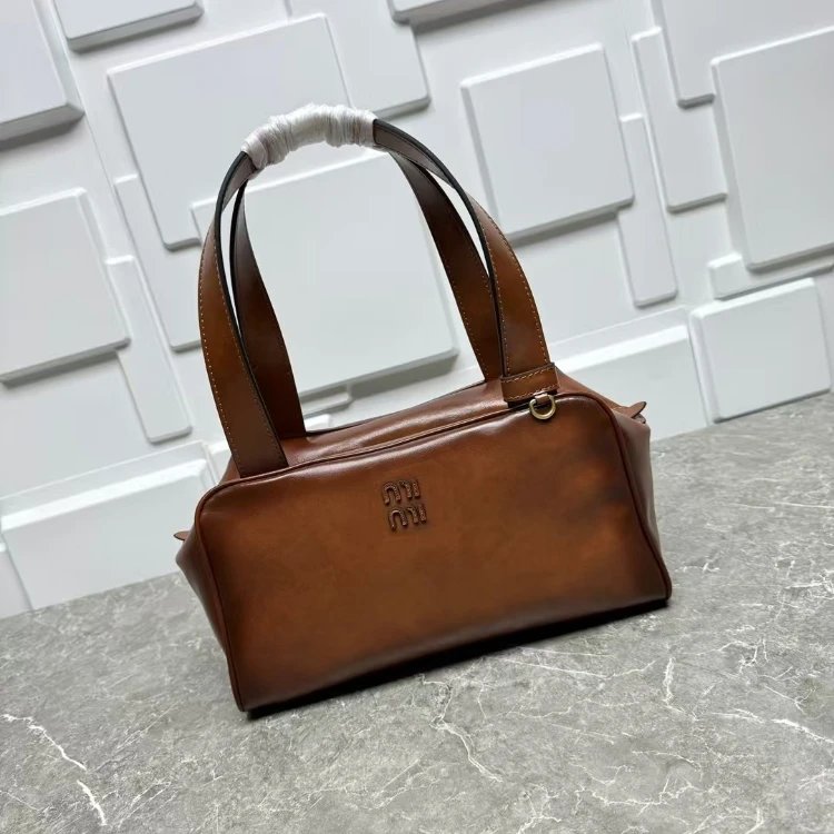 Unbranded Handbags Bowling Bag with Double Handles — Brown