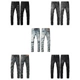 Distressed Paint-Splatter Denim Jeans [5 styles]