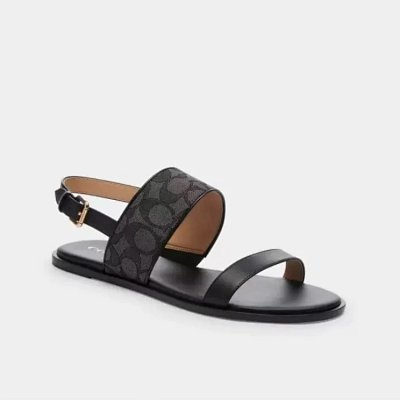 Coach Signature Double-Strap Flat Sandals