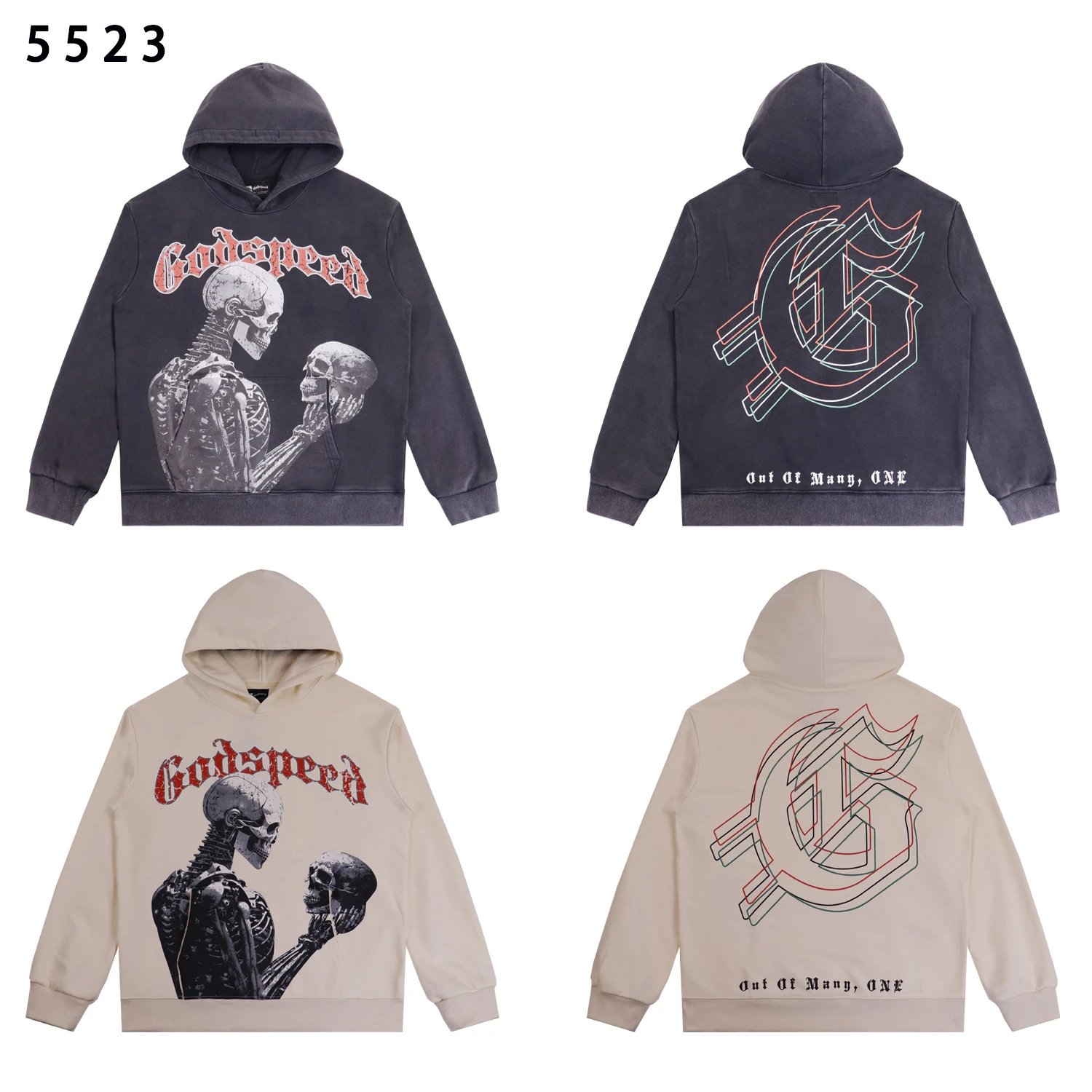 Godspeed Skull Cowboy Print Hoodie