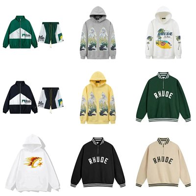 Rhude Stained Glass / Beach Club / Flame Logo / Collegiate Varsity Hoodies & Jackets [1 style]