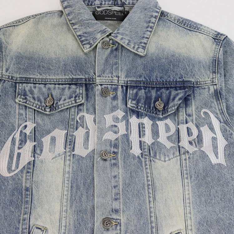 Godspeed Jackets 6551 Washed Denim Jacket with Embroidered Logo image 3