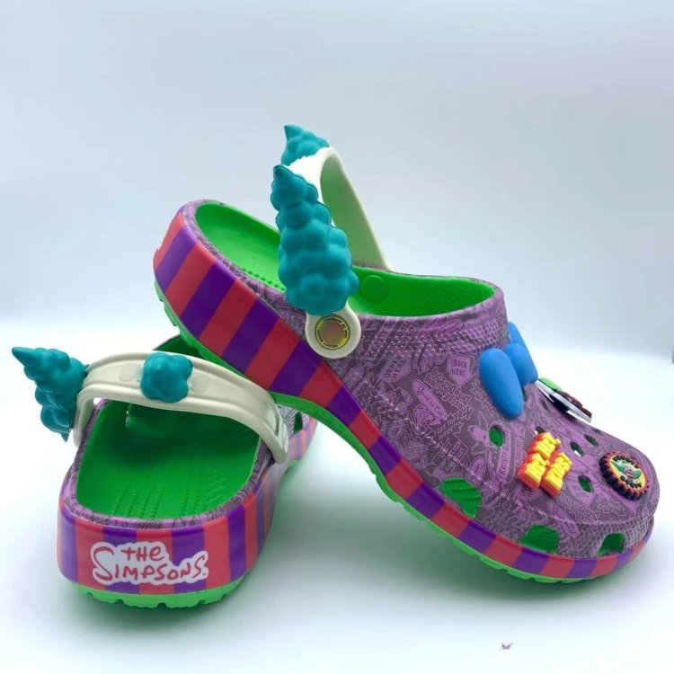 Crocs x The Simpsons Clog Purple Stripe with Character Jibbitz Sandals - 6