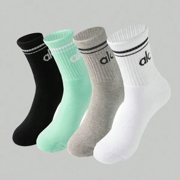 AKA Fashion Crew Socks Set Black Mint Gray White Socks - 3