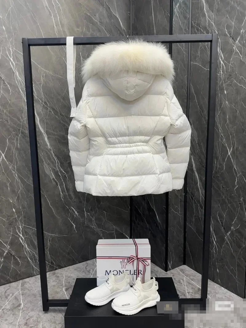 Moncler Down Jackets Fur-Trim Hooded Belted Puffer Jacket image 7