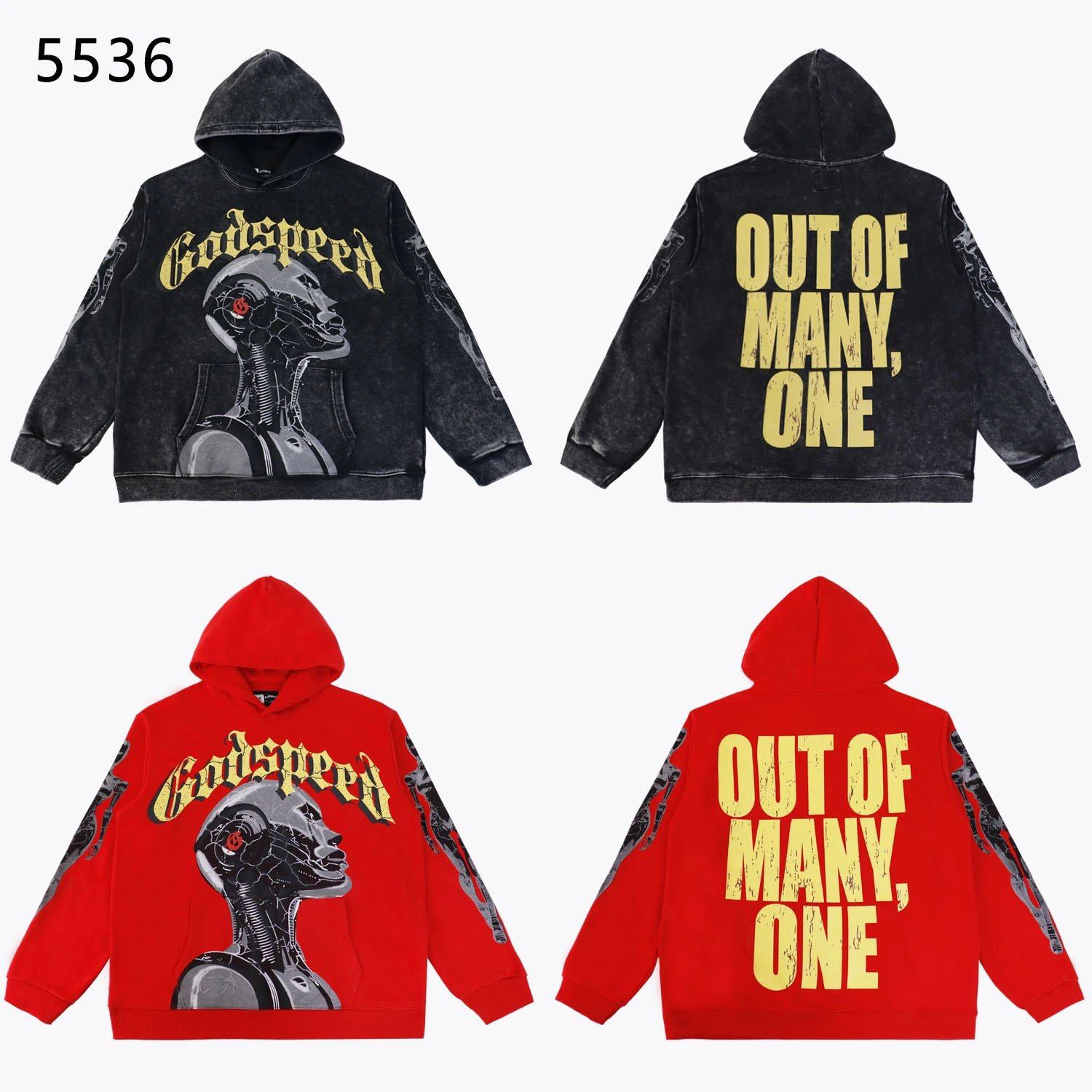Godspeed Vintage Wash Skull Print Hoodie