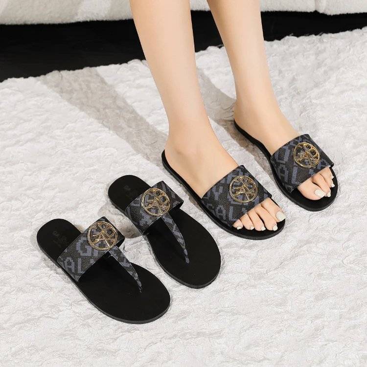 Galxboy Monogram Flat Slide & Thong Sandals - 007721