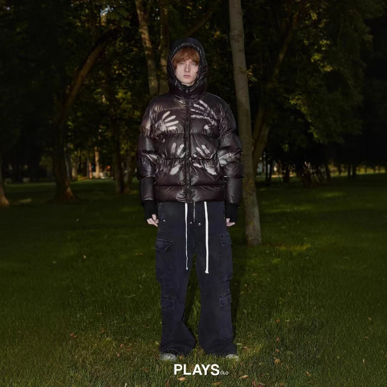 PLAYS CLO Down Jackets 5127 Hooded Printed Puffer Jacket image 3