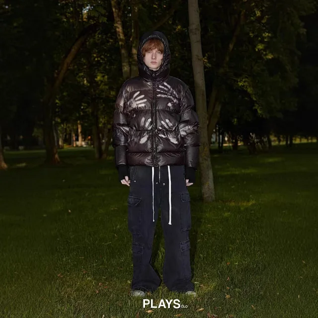 PLAYS CLO Down Jackets 5127 Hooded Printed Puffer Jacket product detail image 3