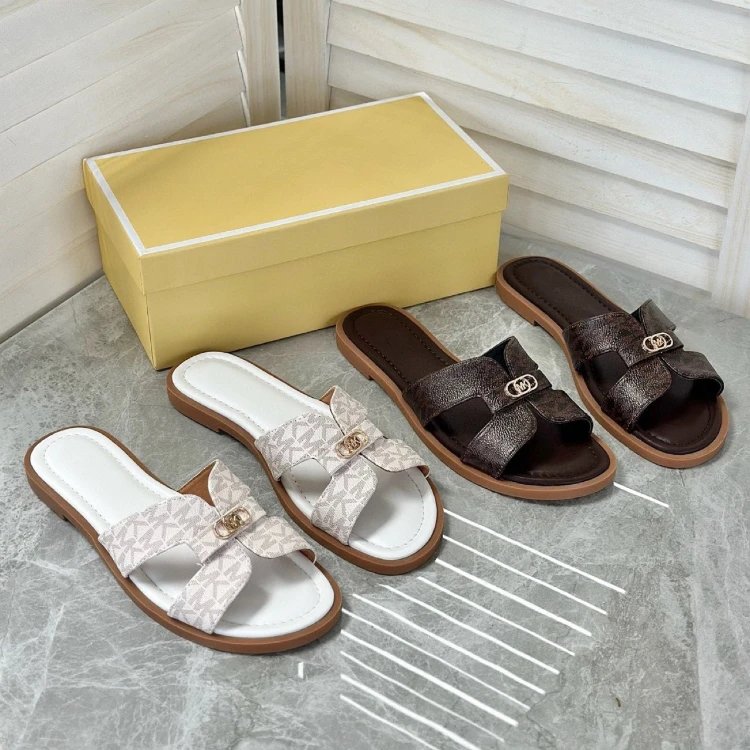 Michael Kors Leather Slides - 007782