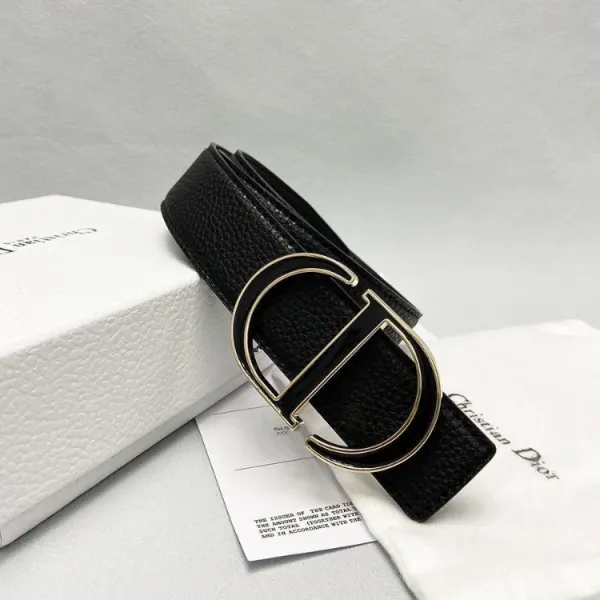 Dior CD Belt Black Leather with Gold-Tone Buckle - 6