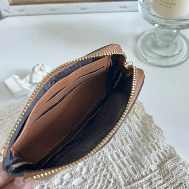 Unbranded Wallets & Card Holders Zip Coin Purse with Embossed Triomphe-Style Motif and Clasp product detail image 6