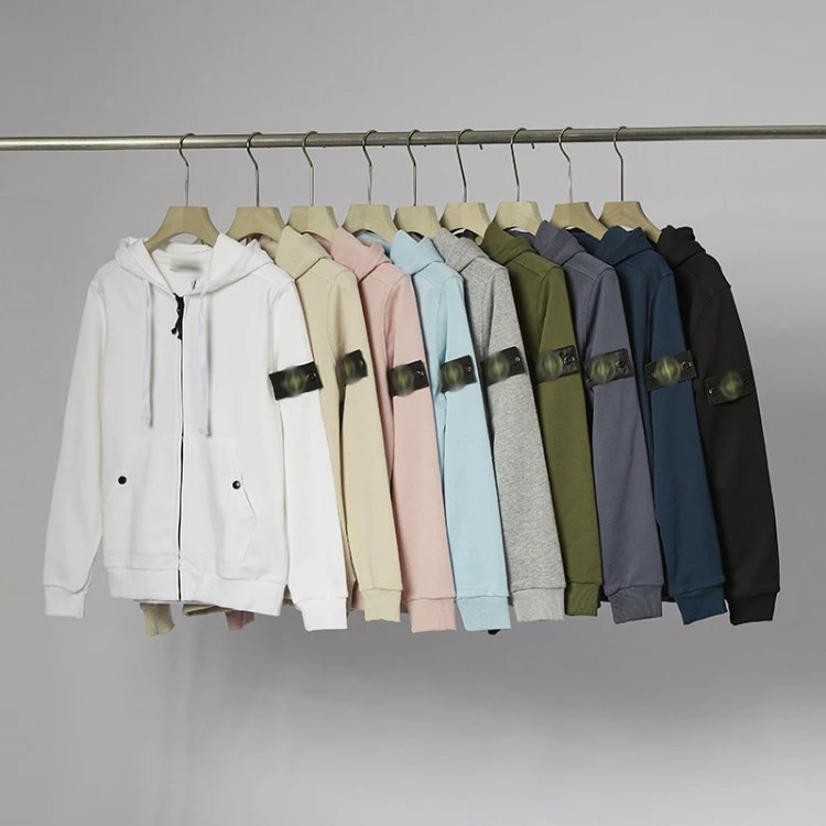 Stone Island Full Zip Hooded Sweatshirt with badge