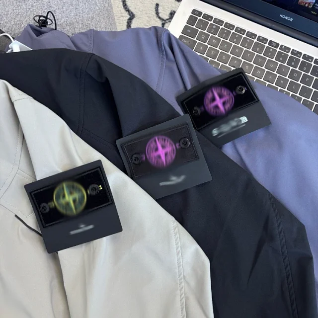 Stone Island Jackets Hooded zip-up jacket with compass sleeve badge product detail image 2