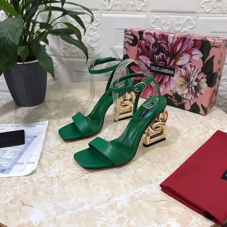 Dolce & Gabbana High Heels Square-Toe Ankle-Strap Sandals with Sculptural Logo image 5