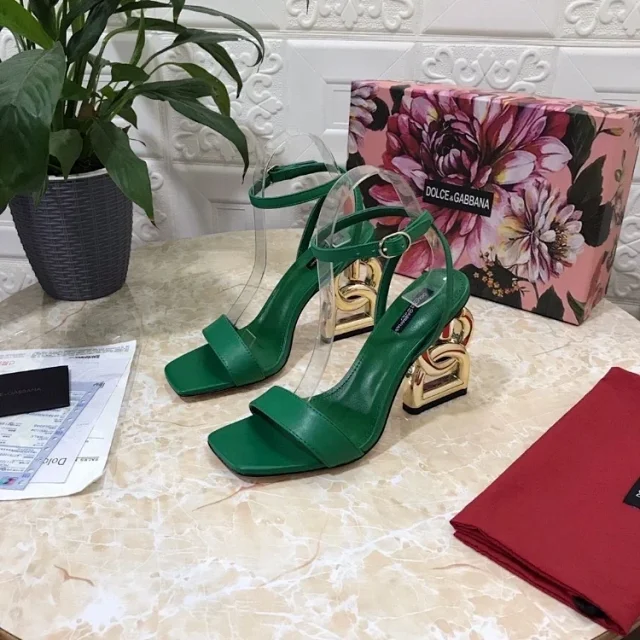 Dolce & Gabbana High Heels Square-Toe Ankle-Strap Sandals with Sculptural Logo product detail image 5