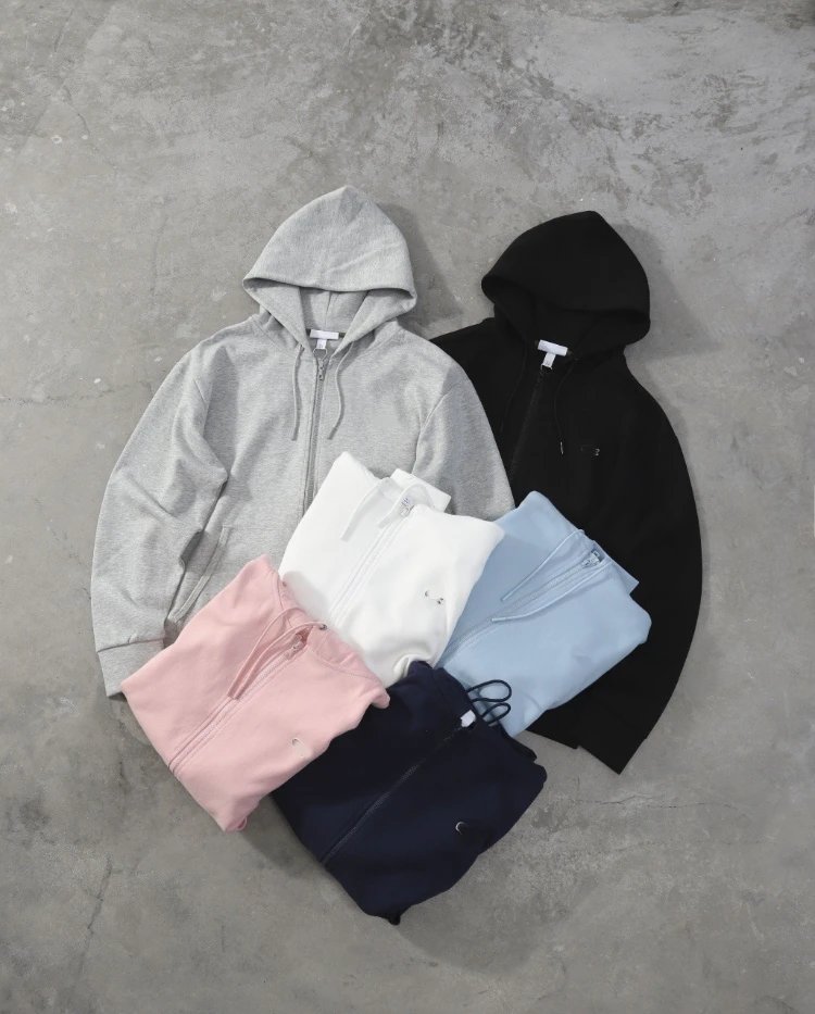 EY Embroidered Small Fish Logo Zip-Up Hoodies - 007702