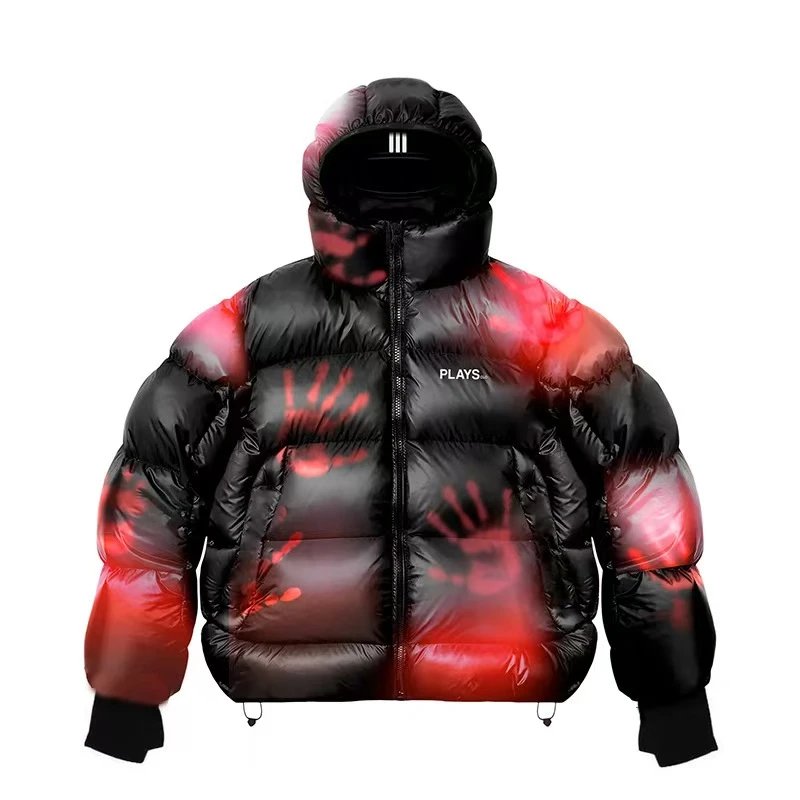 PLAYS CLO Down Jackets 5127 Hooded Printed Puffer Jacket image 6