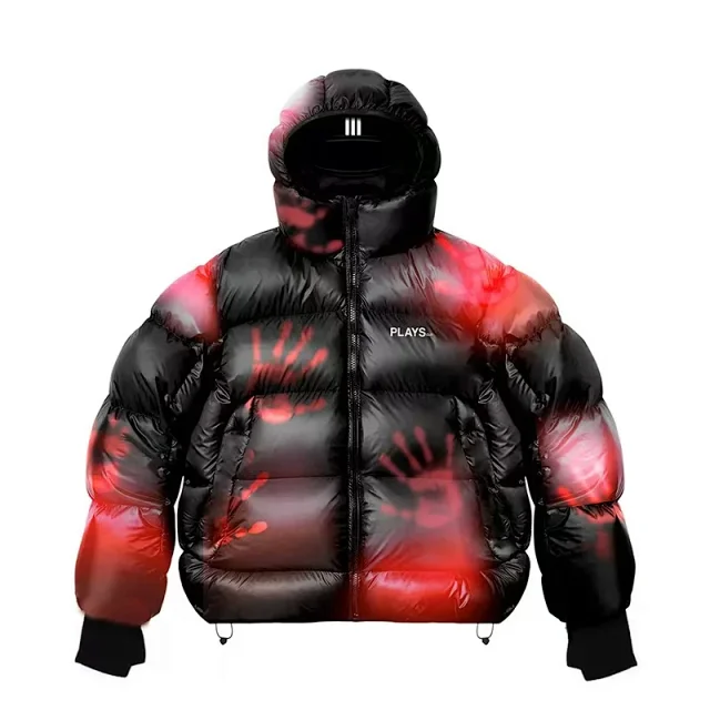 PLAYS CLO Down Jackets 5127 Hooded Printed Puffer Jacket product detail image 6