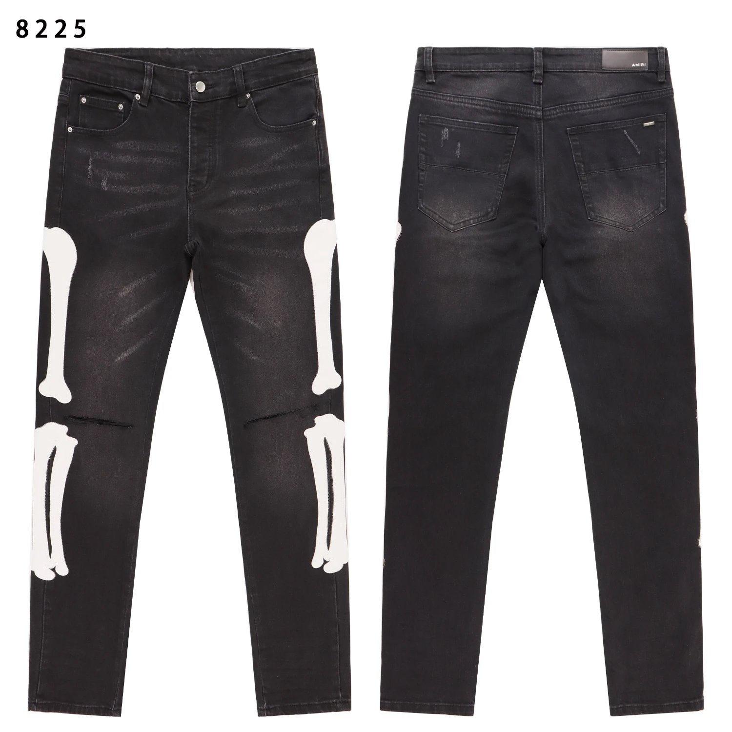 AMIRI Jeans Bone Patch Embroidered — 8225 washed black