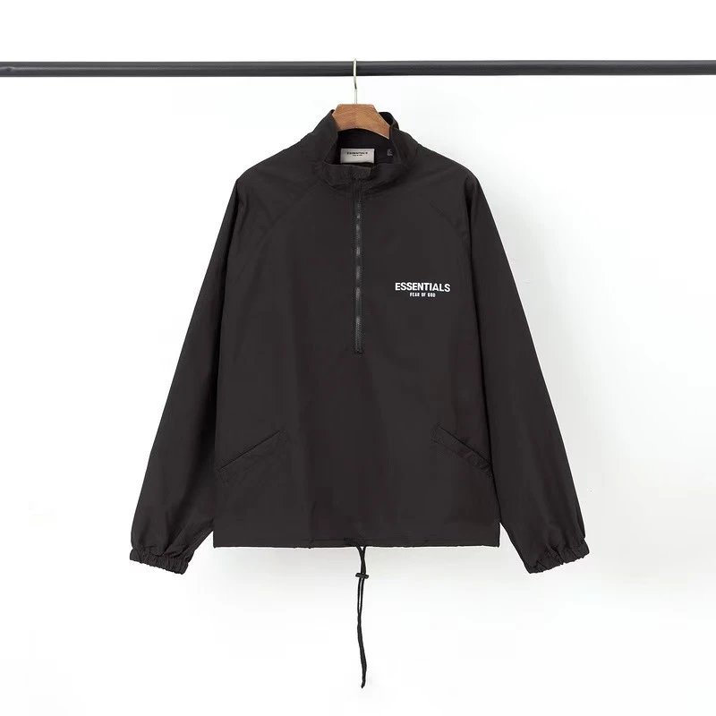Fear of God Jackets ESSENTIALS 1977 Logo Coach Jacket — 219 black