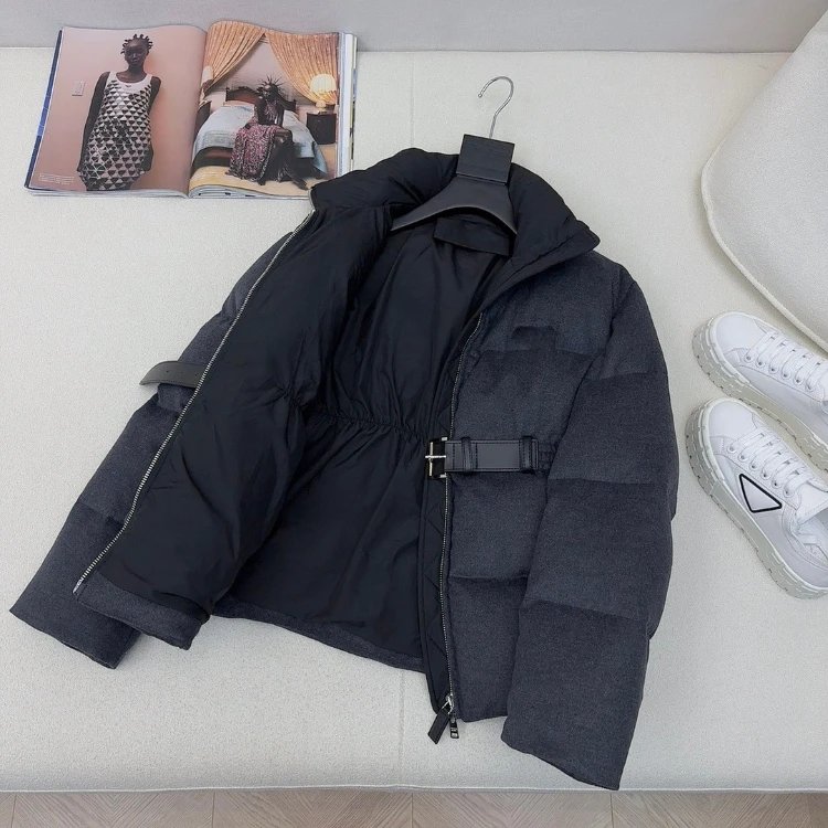 Prada Down Jackets Belted stand-collar puffer jacket image 3