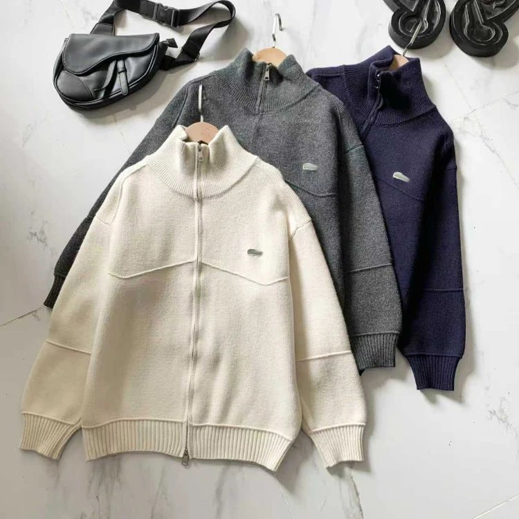 Lacoste Croco Club High-Neck Zip-Up Cardigan Sweaters - 007638
