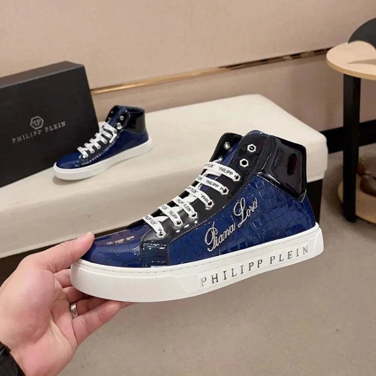 Philipp Plein Sneakers High-Top Crocodile-Embossed — Blue