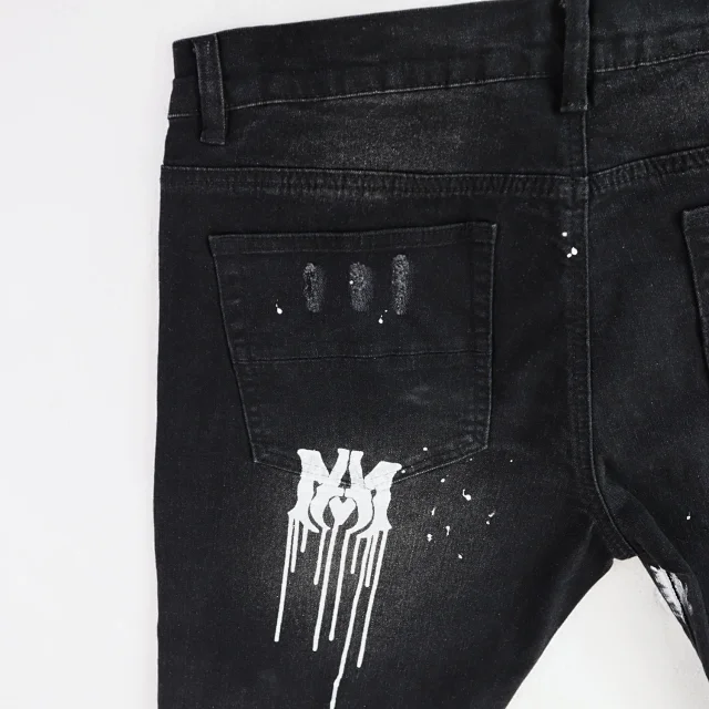 Amiri Jeans Paint-Splatter Distressed Slim-Fit product detail image 6