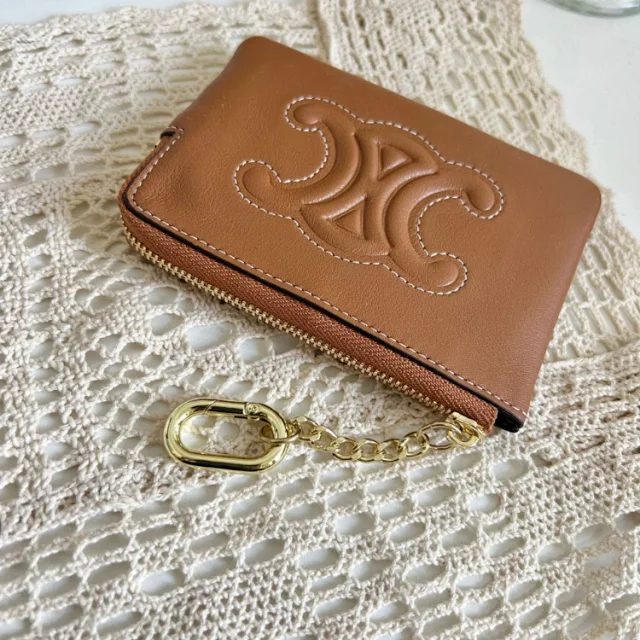 Unbranded Wallets & Card Holders Zip Coin Purse with Embossed Triomphe-Style Motif and Clasp product detail image 5