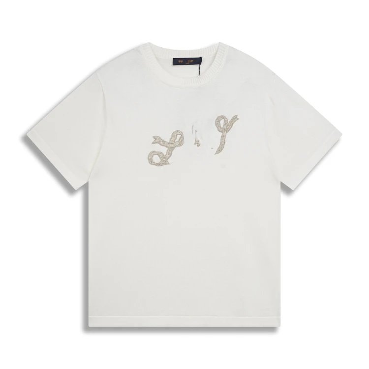 SKU-37-25 White (Knitted Letter Embroidery)