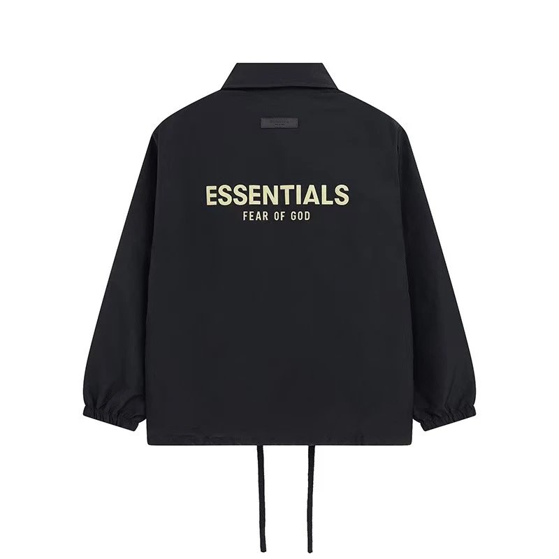 Fear of God Jackets ESSENTIALS 1977 Logo Coach Jacket — 739 black