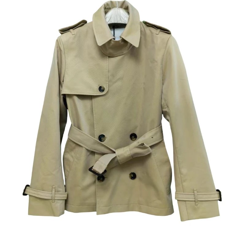Unbranded Coats Short double-breasted belted trench coat with epaulettes — Khaki