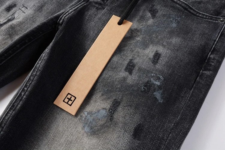 Distressed Slim Fit Denim Jeans Assorted Colors Ripped Patchwork Style