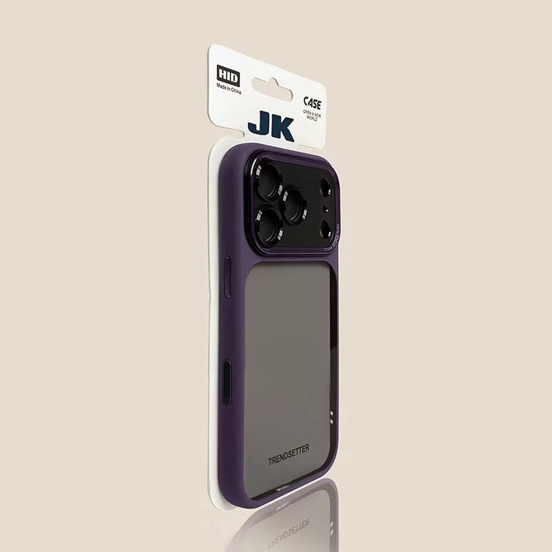 Metal lens (purple) with a black backplate—truly resists yellowing.