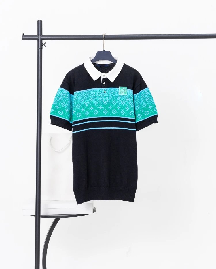 SKU-13-Lv Jia (Jacquard-sleeve polo shirt, green)