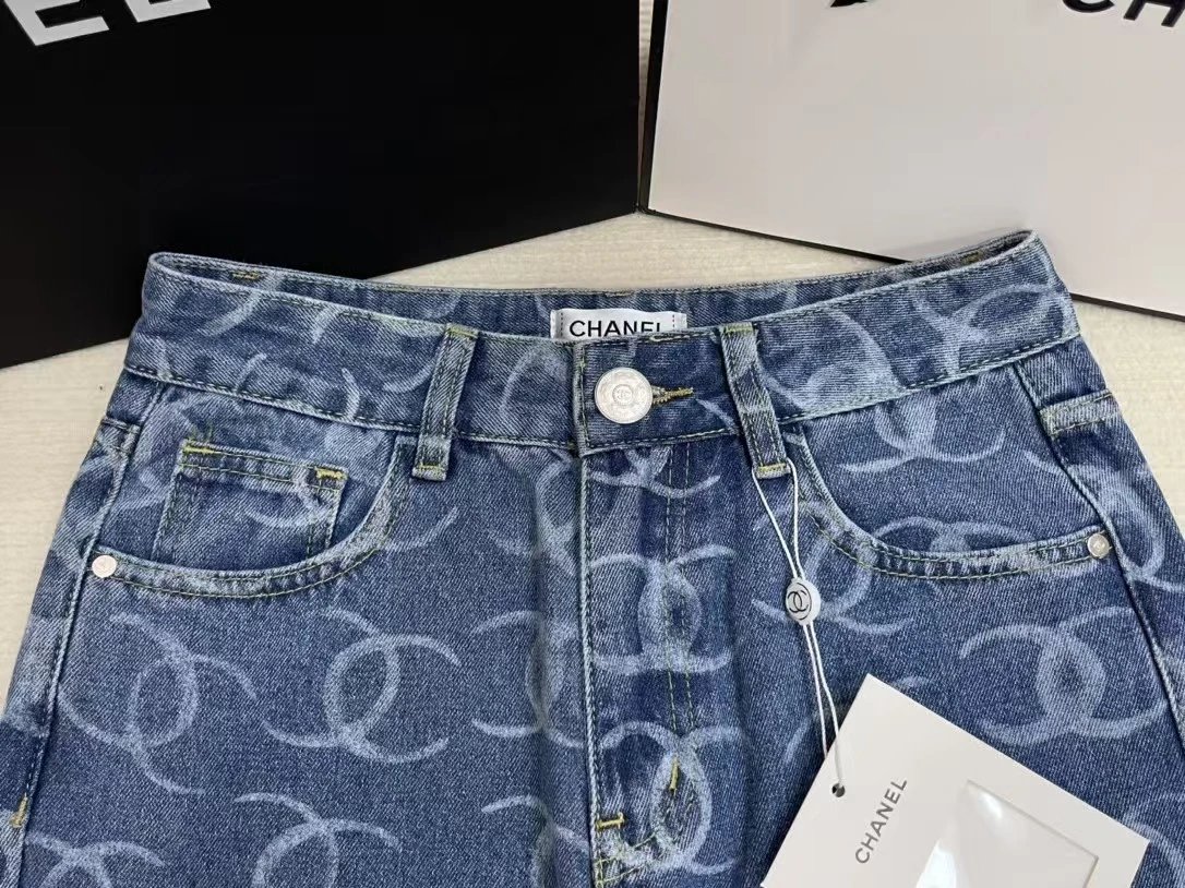 Chanel Jeans Interlocking CC Monogram Wide-Leg image 6