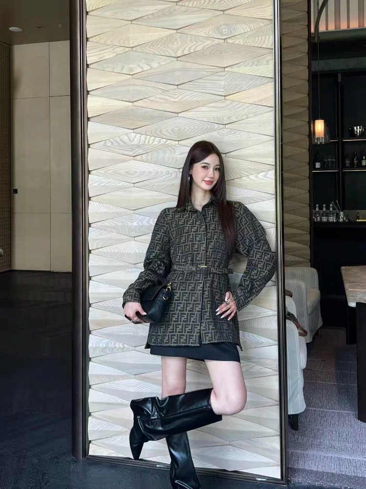 Fendi Jackets FF jacquard belted jacket image 4