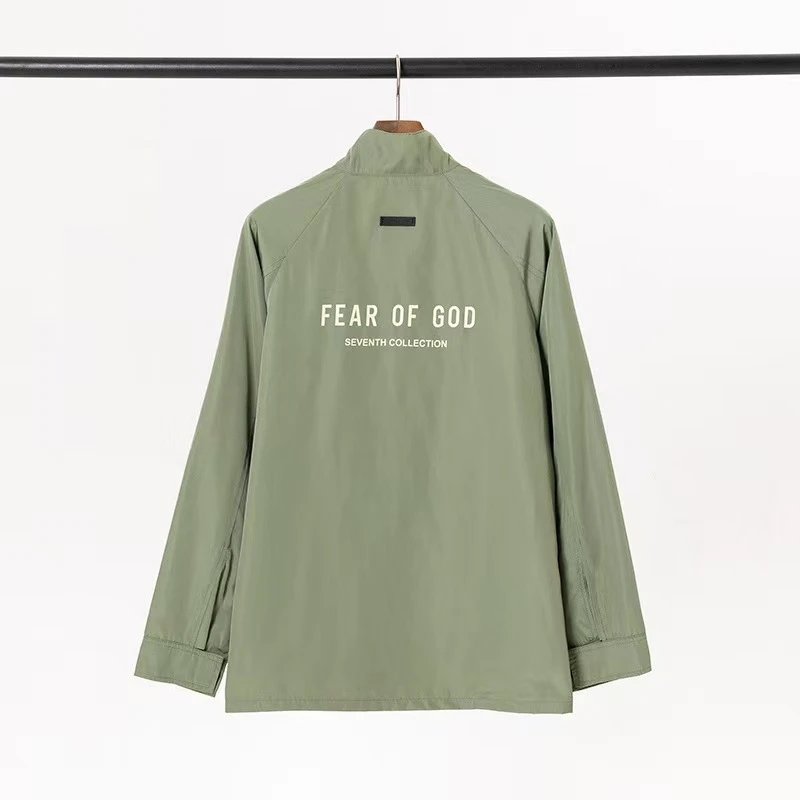 Fear of God Jackets ESSENTIALS 1977 Logo Coach Jacket — zd-FG02 green