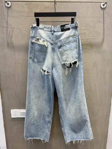 Design Distressed Wide-Leg Ripped Jeans Black - 3