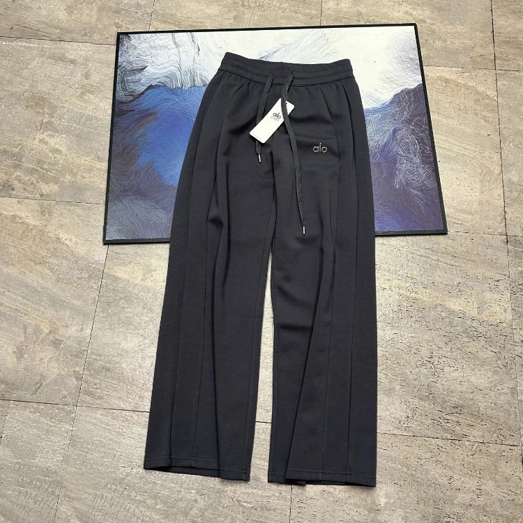 Alo Trousers Wide-Leg Drawstring Pants — gray