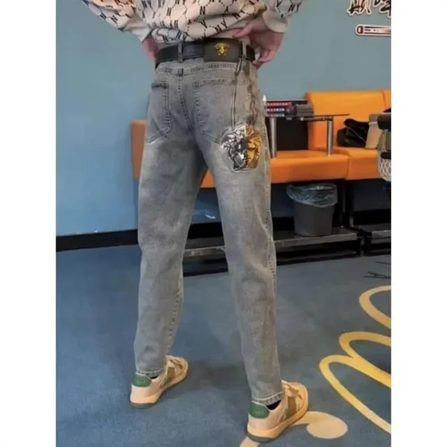 Unbranded Jeans Straight-leg with embroidered face motif product detail image 5